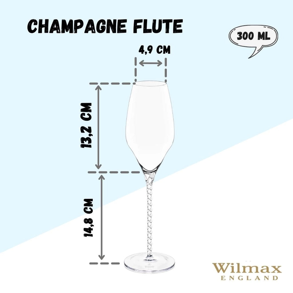 Wilmax Champagnerflöte 300 ml Kristallglas Transparent 2er Set WL-888104/2C