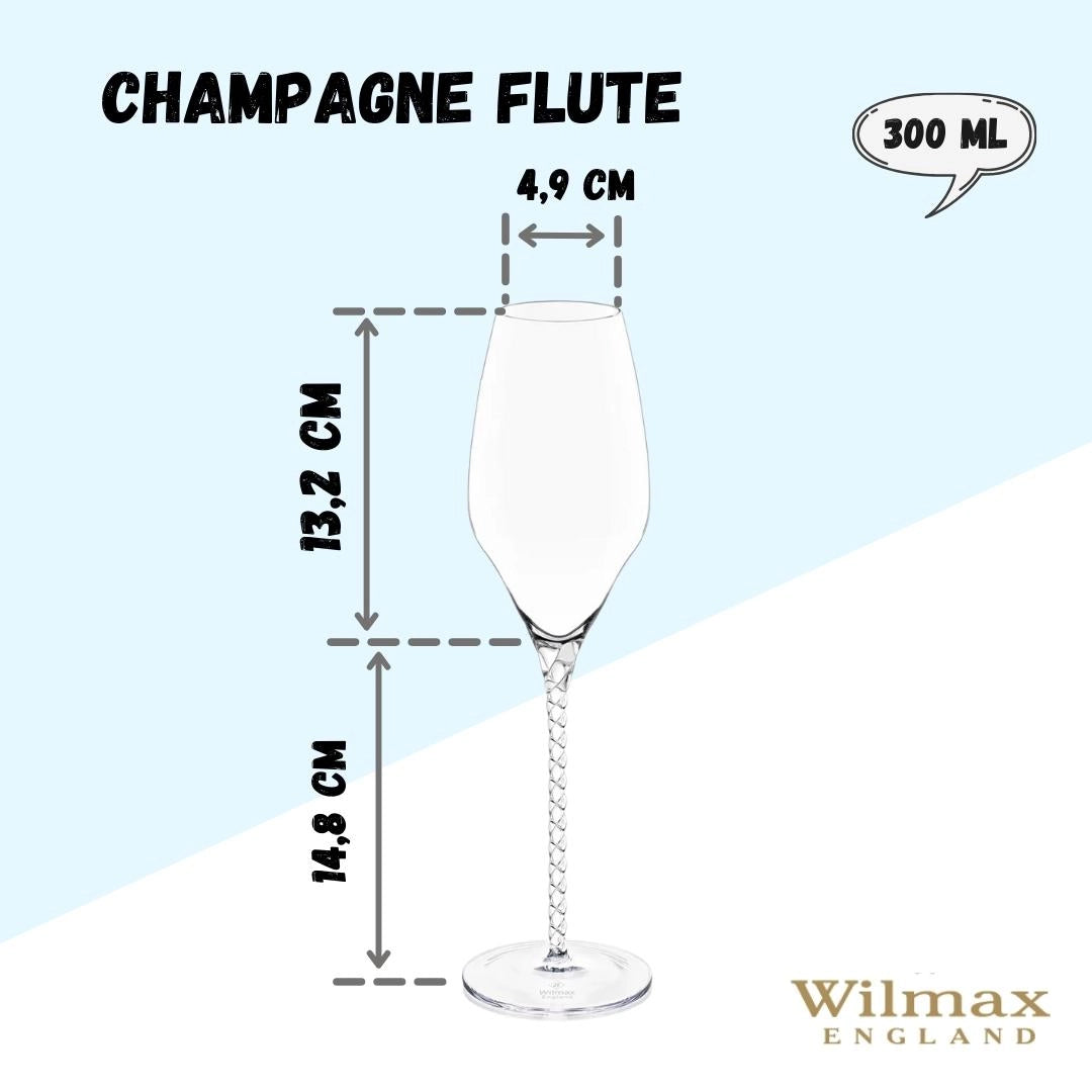 Wilmax Champagnerflöte 300 ml Kristallglas Transparent 2er Set WL-888104/2C