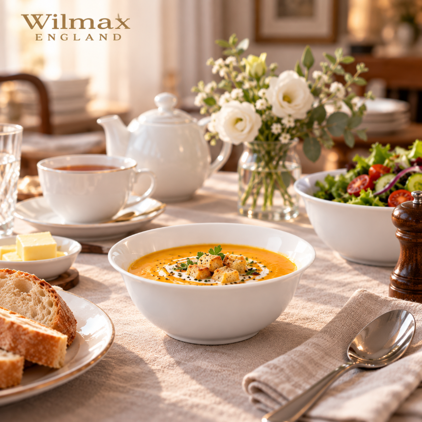 Wilmax Schale 700 ml 15 cm 6er-Set Weiß aus Porzellan