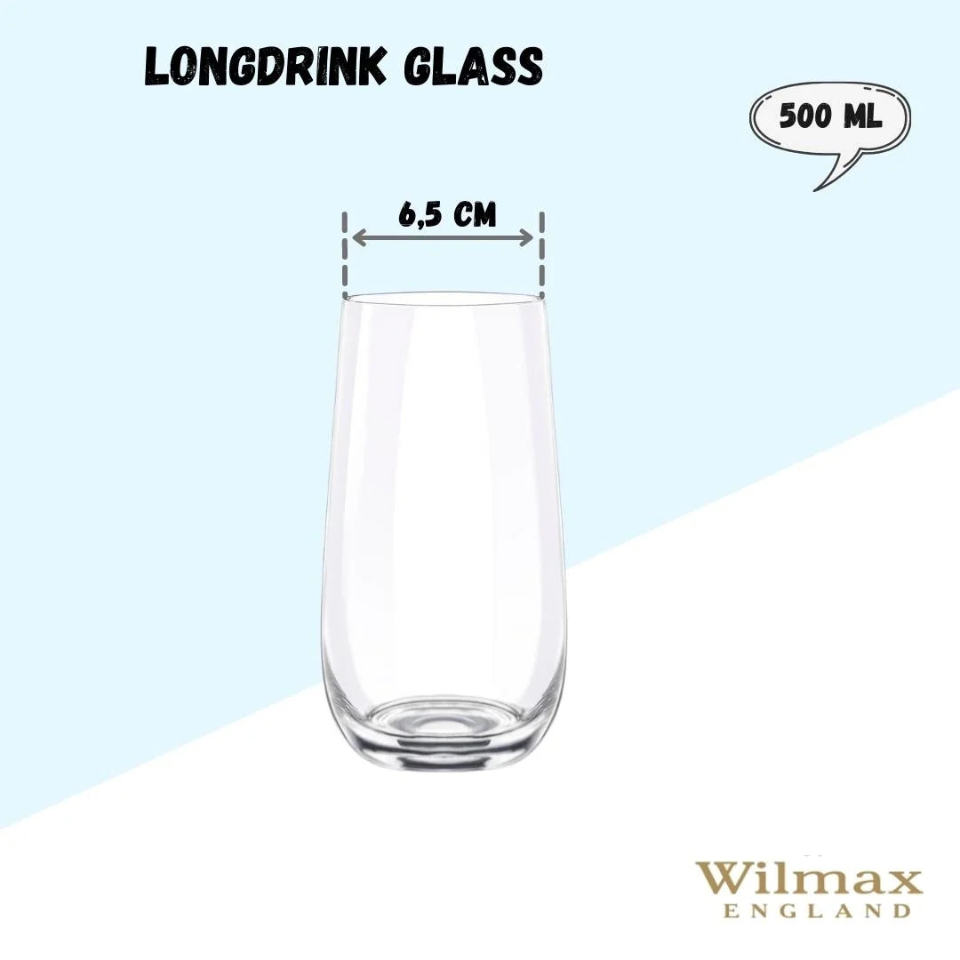Wilmax Longdrinkglas 500 ml 2er-Set Transparent aus Kristallglas