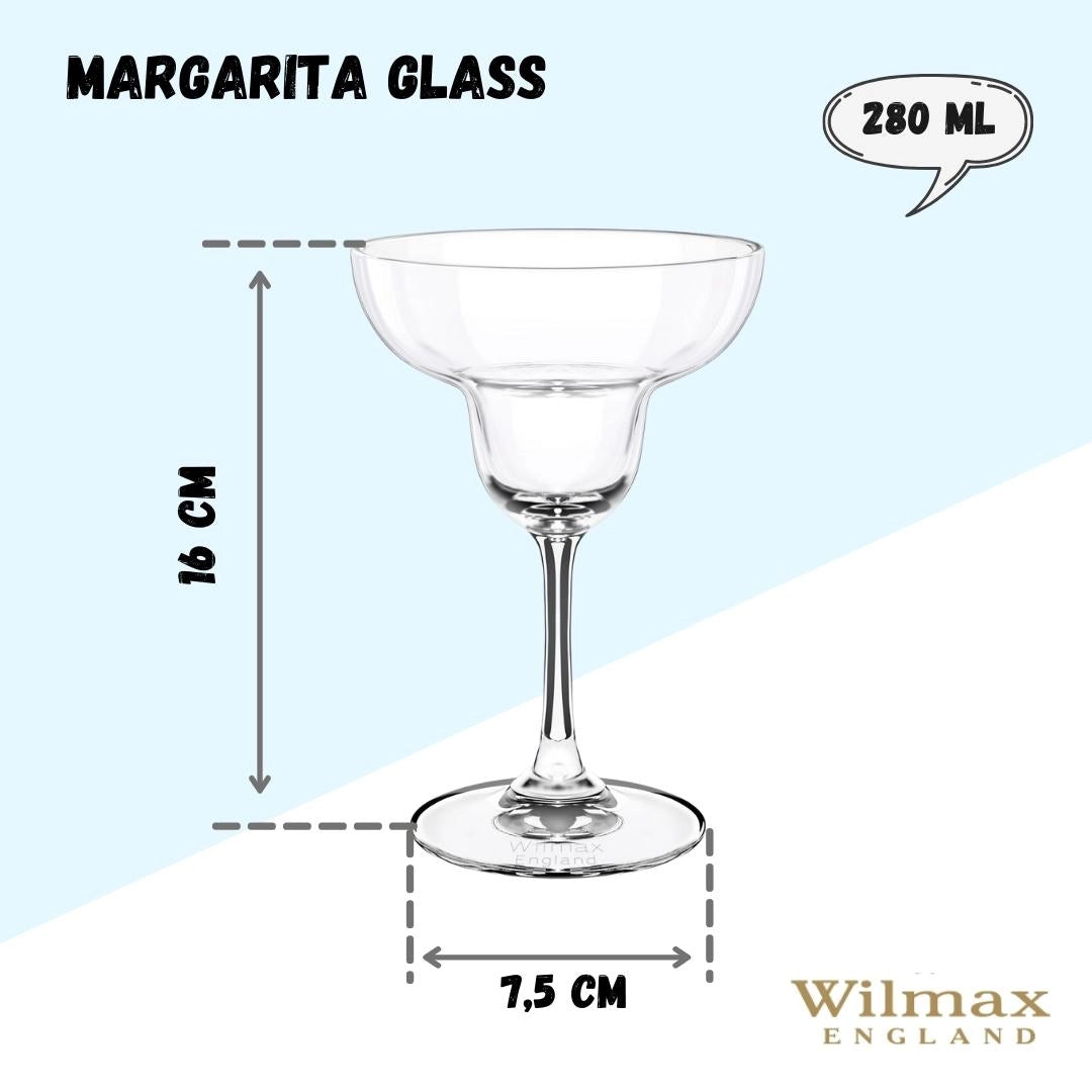 Wilmax Margaritaglas 280 ml Kristallglas Transparent 6er Set WL-888031/6A