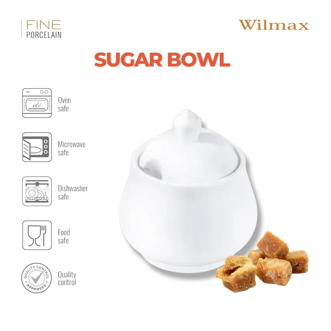 Wilmax Zuckerdose mit Deckel 340 ml Weiß aus Porzellan