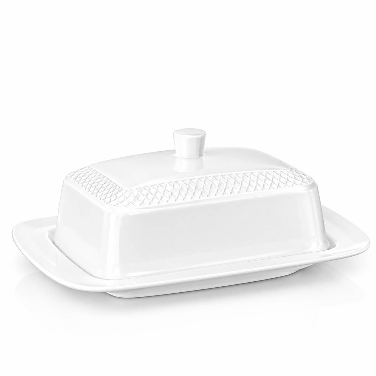 Wilmax Butterdose mit Deckel 18,5 × 12,5 × 7,5 cm Weiß aus Porzellan