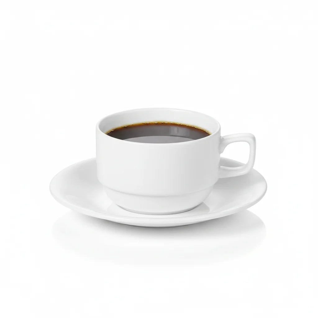 Wilmax Tasse mit Untertasse 220 ml Weiß aus Porzellan