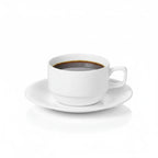 Wilmax Tasse mit Untertasse 220 ml Weiß aus Porzellan