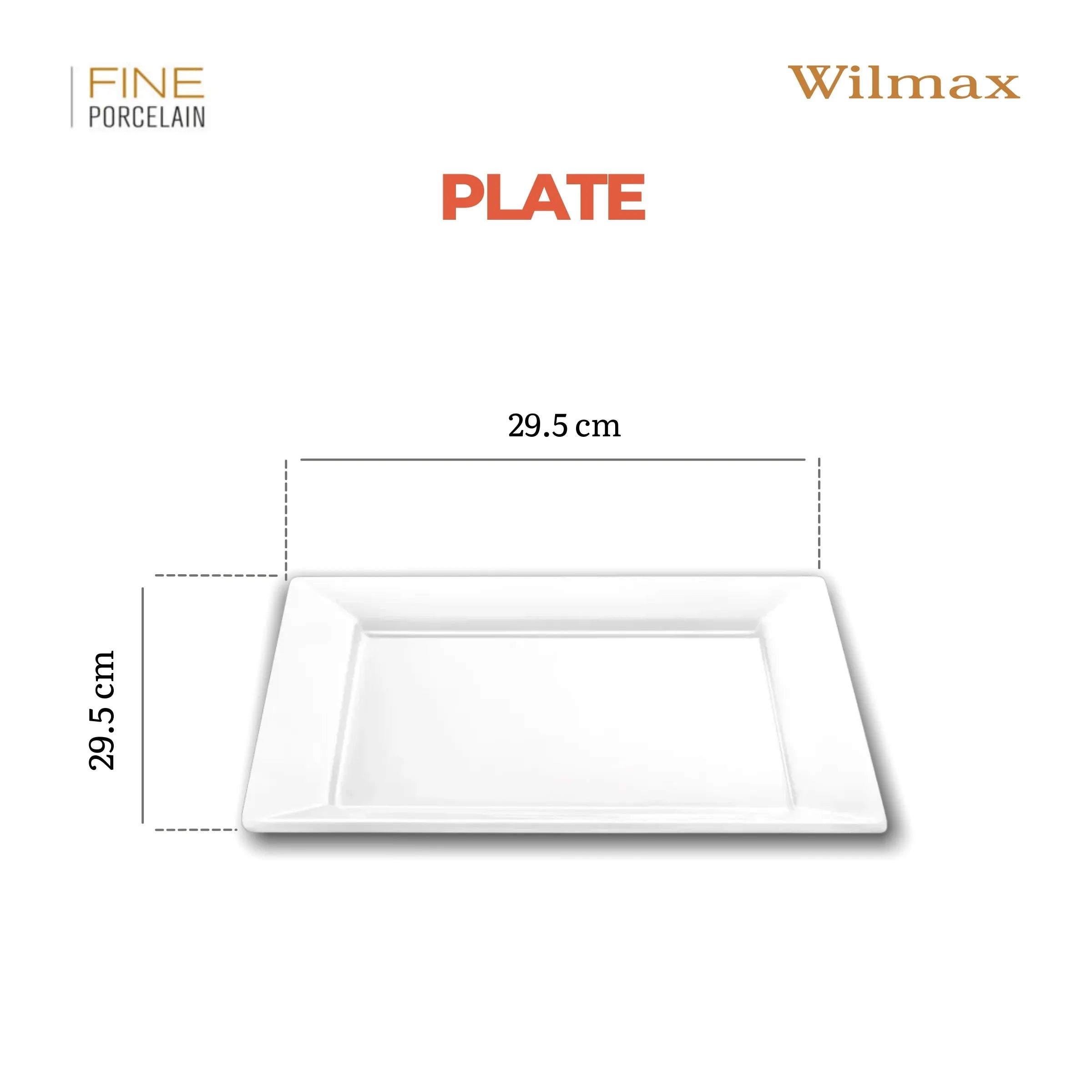 Wilmax Quadratische Servierplatte 29,5 × 29,5 cm Weiß aus Porzellan