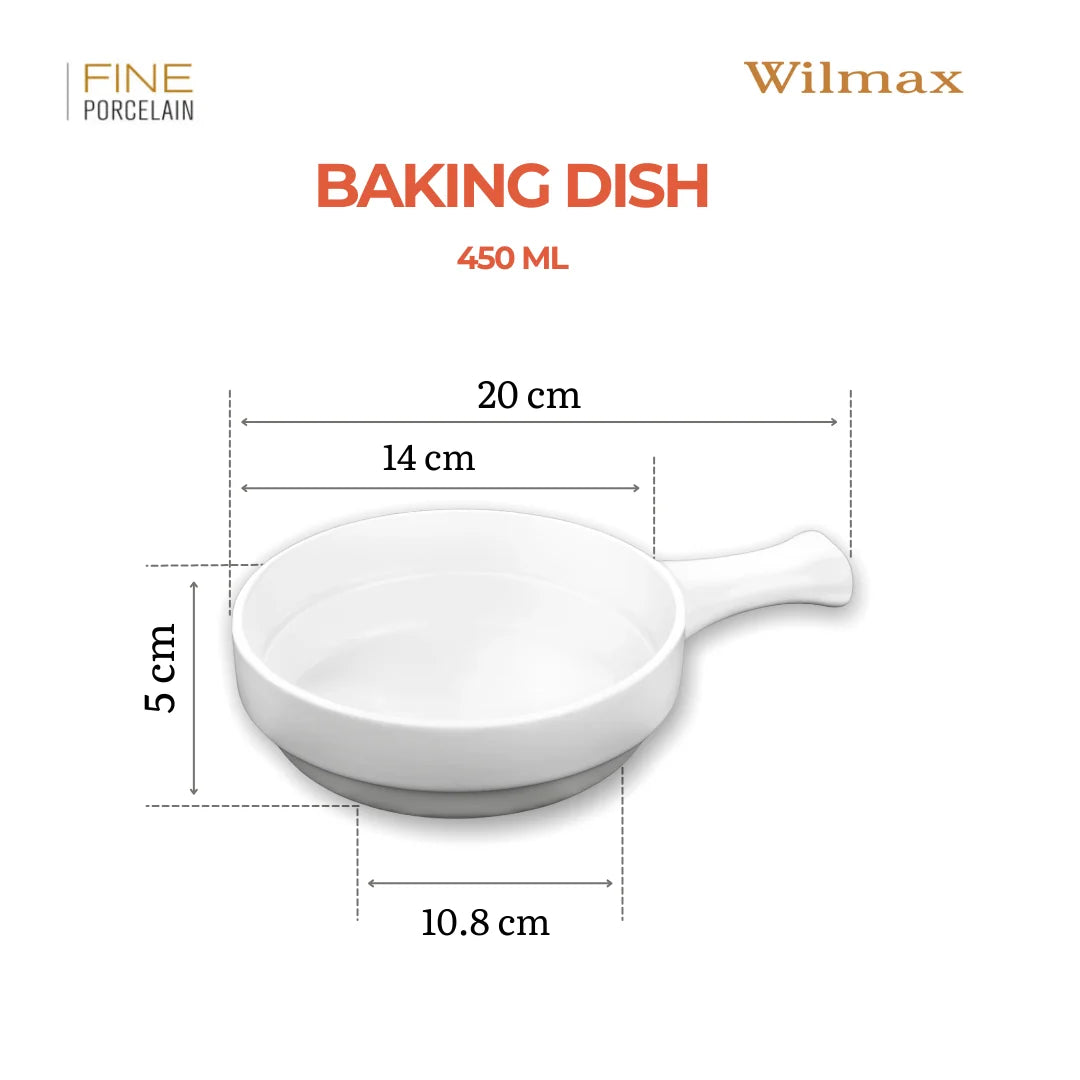 Wilmax Auflaufform mit Griff 450 ml Weiß aus Porzellan
