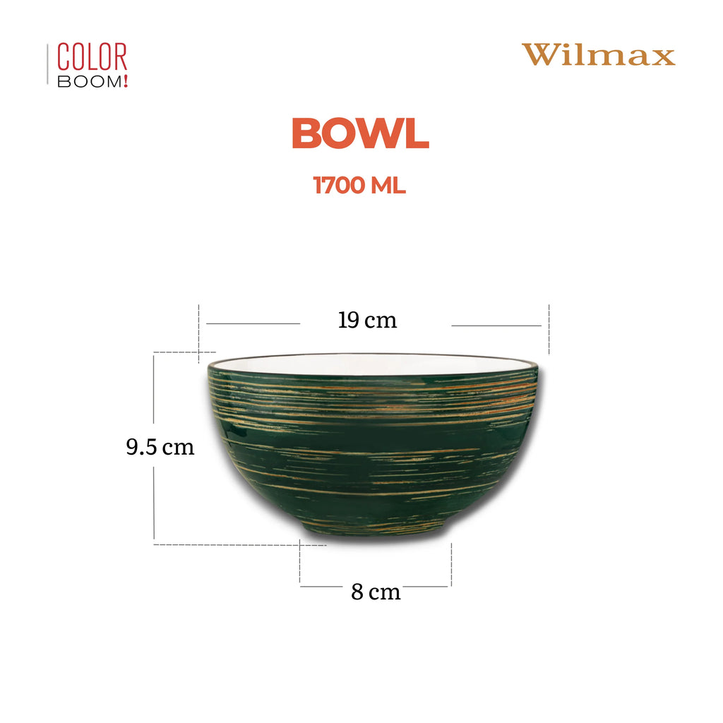 Wilmax Schale 1700 ml Grün aus Porzellan