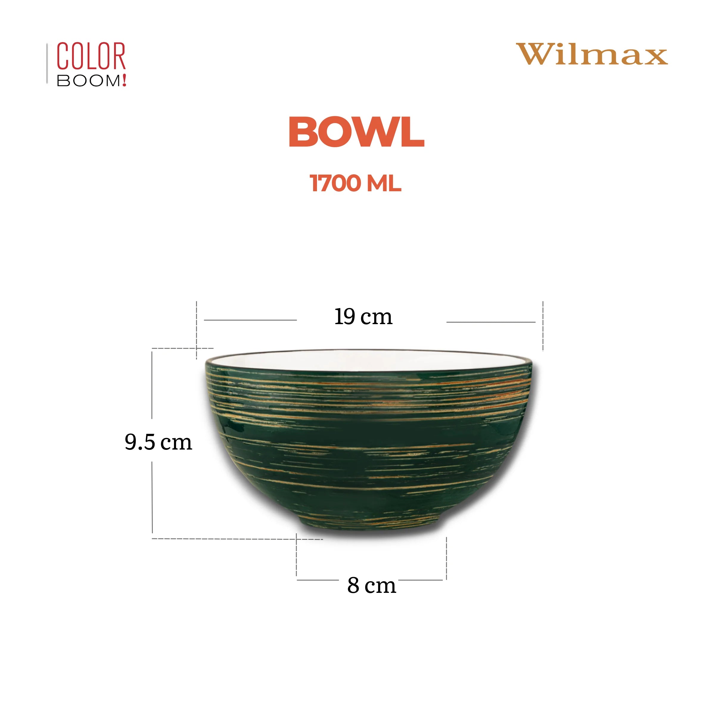 Wilmax Schale 1700 ml Grün aus Porzellan