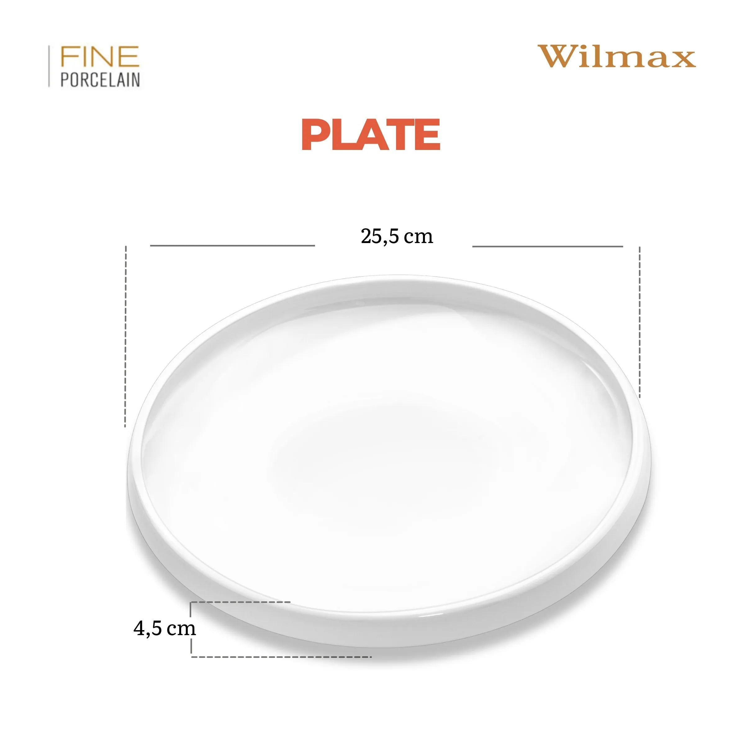 Wilmax Tiefe Servierplatte  25,5 cm Weiß aus Porzellan