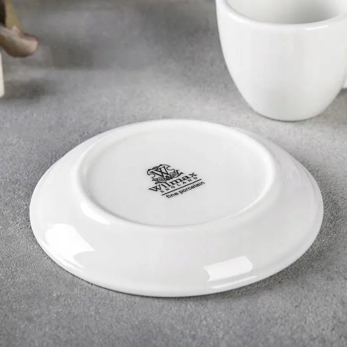 Wilmax Kaffeetasse mit Untertasse 110 ml Weiß aus Porzellan