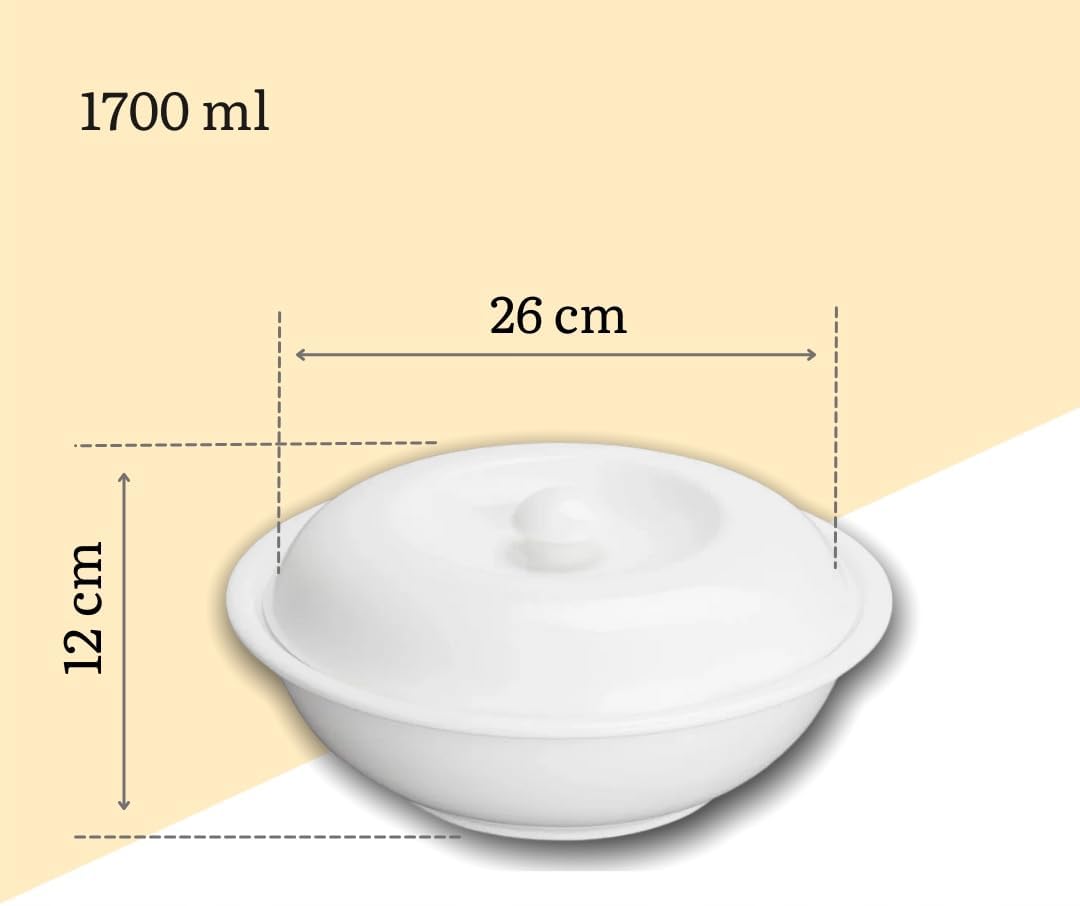 Wilmax Suppenterrine mit Deckel 1700 ml 26 cm Weiß aus Porzellan