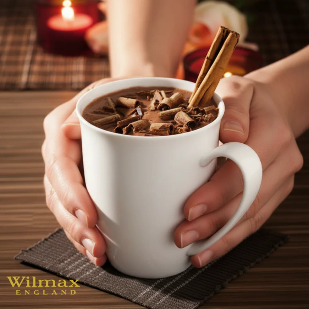Wilmax Tasse 380 ml 4er-Set Weiß aus Porzellan
