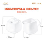 Wilmax Zuckerdose 340 ml und Milchkännchen 300 ml 2-teilig Weiß aus Porzellan