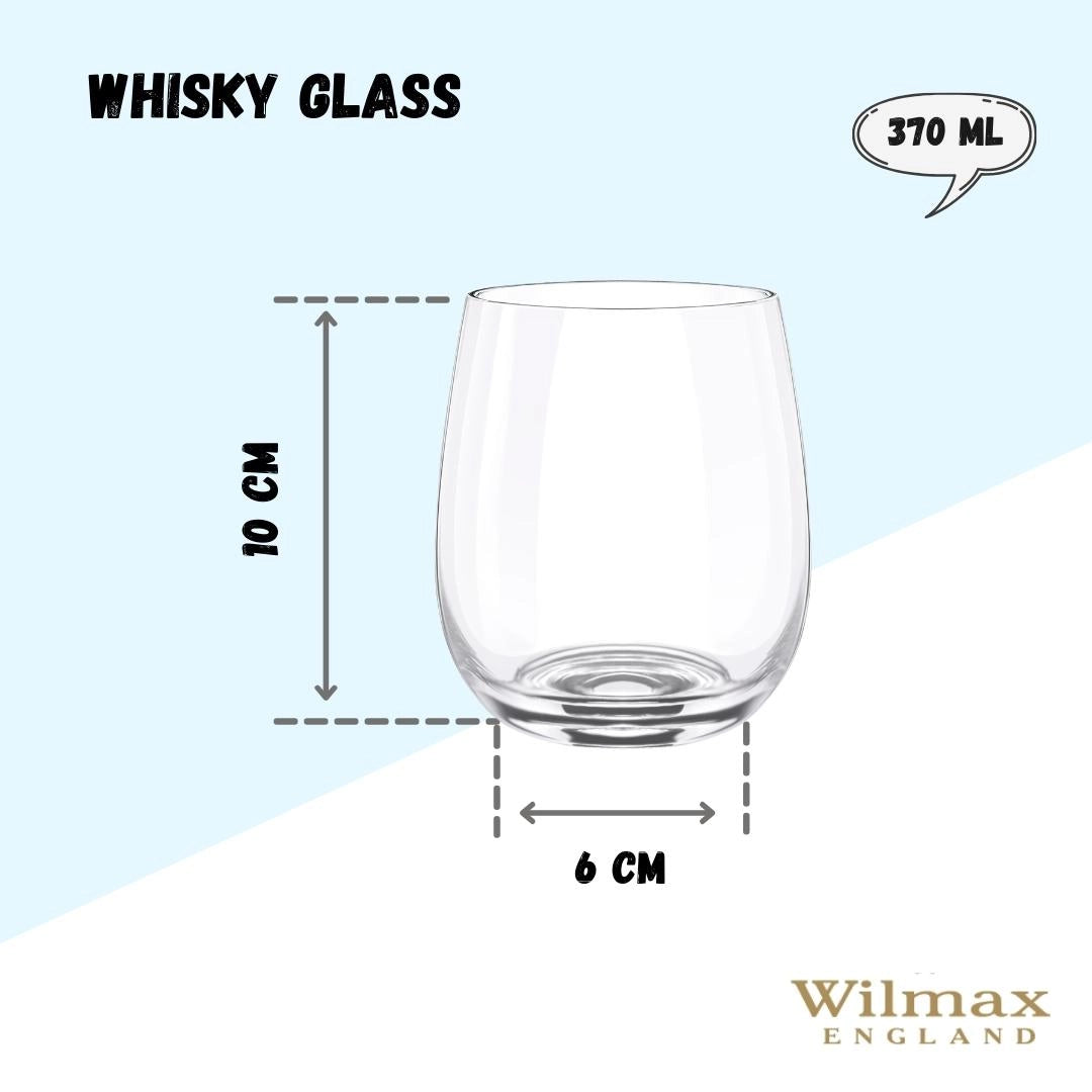 Wilmax Whiskyglas 370 ml Kristallglas Transparent 6er Set WL-888021/6A