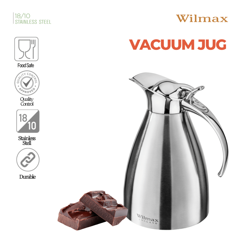 Wilmax Isolierkanne 1000 ml Silber aus Edelstahl