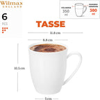 Wilmax Tasse 380 ml 6er-Set Weiß aus Porzellan
