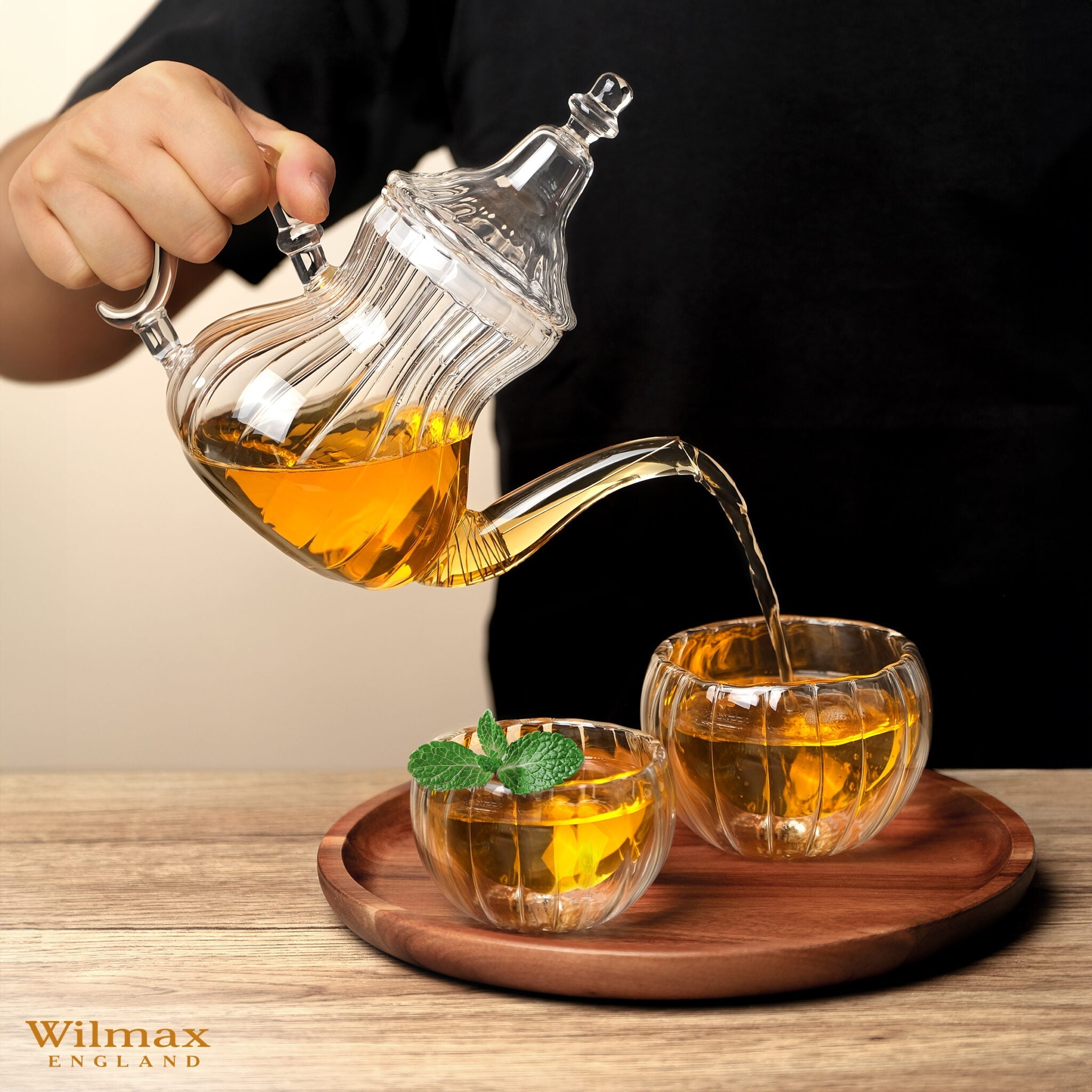 Wilmax Teekanne 850 ml Transparent aus Thermoglas Moroccan Style