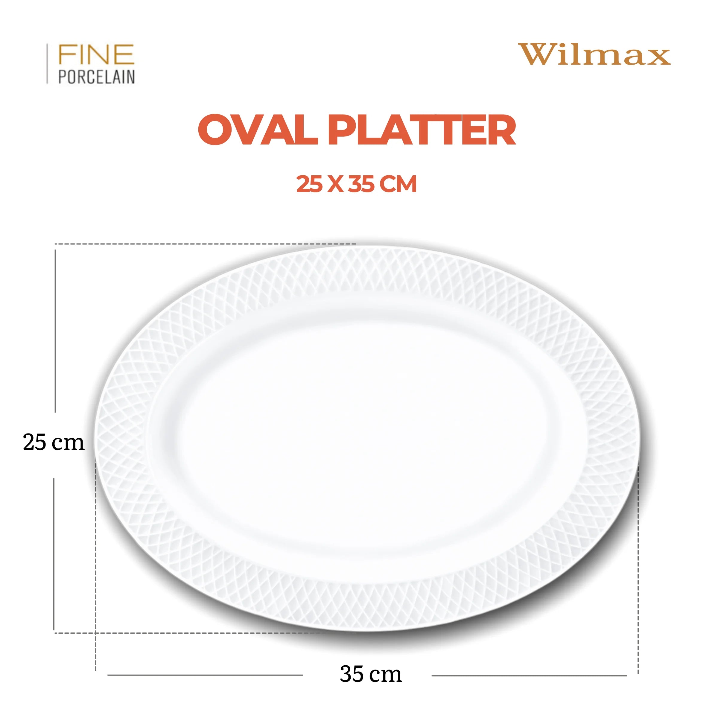 Wilmax Ovale Servierplatte 35 × 25 cm Weiß aus Porzellan