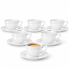 Wilmax Cappuccinotasse mit Untertasse 170 ml 6er-Set Weiß aus Porzellan