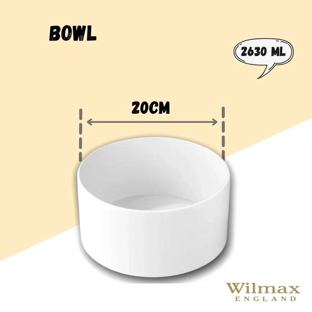 Wilmax Schale 20 cm 2630 ml Weiß aus Porzellan
