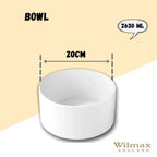 Wilmax Schale 20 cm 2630 ml Weiß aus Porzellan