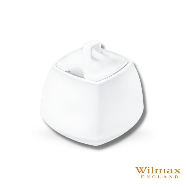 Wilmax Zuckerdose mit Deckel 340 ml Weiß aus Porzellan