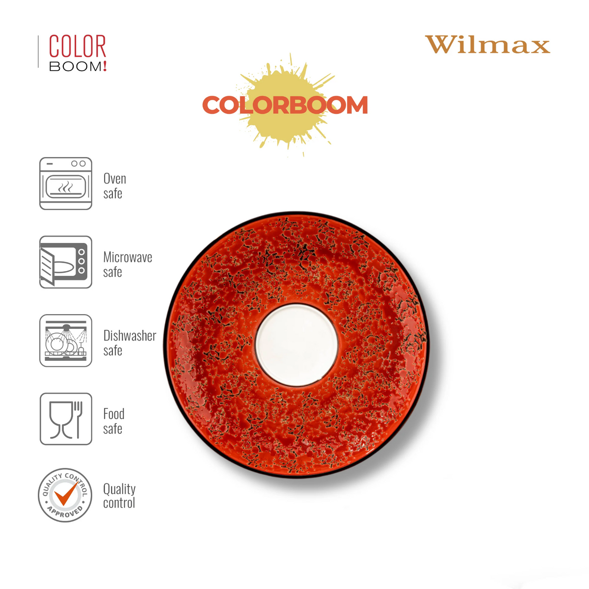 Wilmax Untertasse 15 cm Rot aus Porzellan