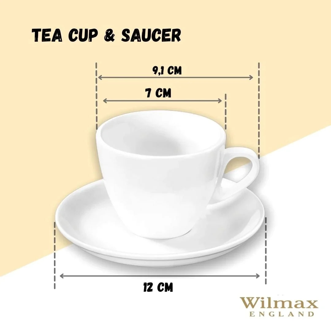 Wilmax Kaffeetasse mit Untertasse 110 ml Weiß aus Porzellan