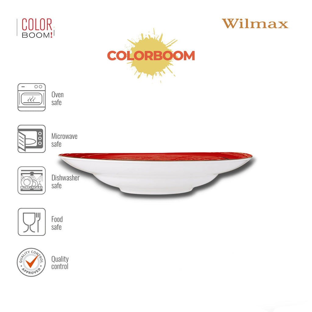 Wilmax Tiefer Teller 25,5 cm 350 ml Rot aus Porzellan