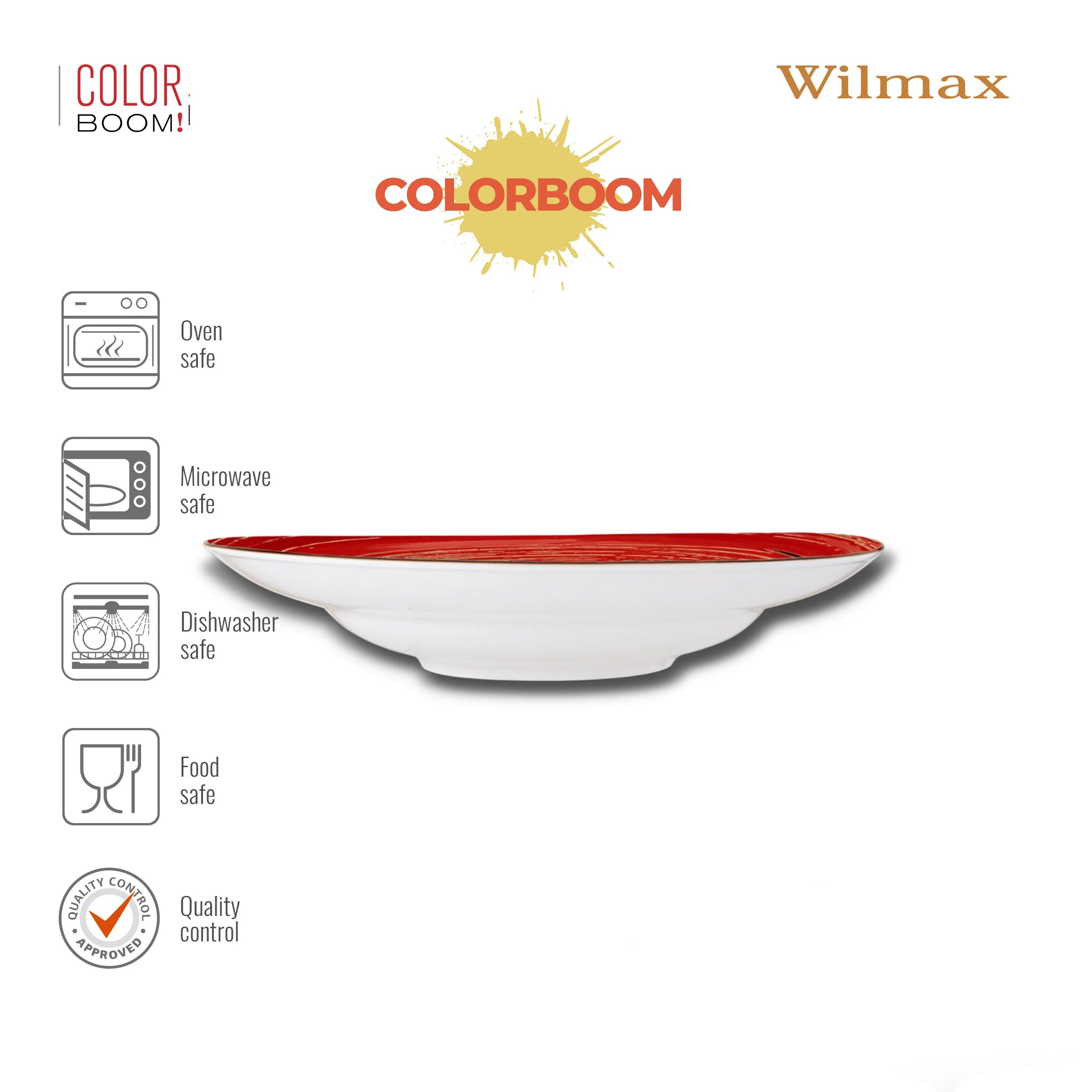 Wilmax Tiefer Teller 25,5 cm 350 ml Rot aus Porzellan