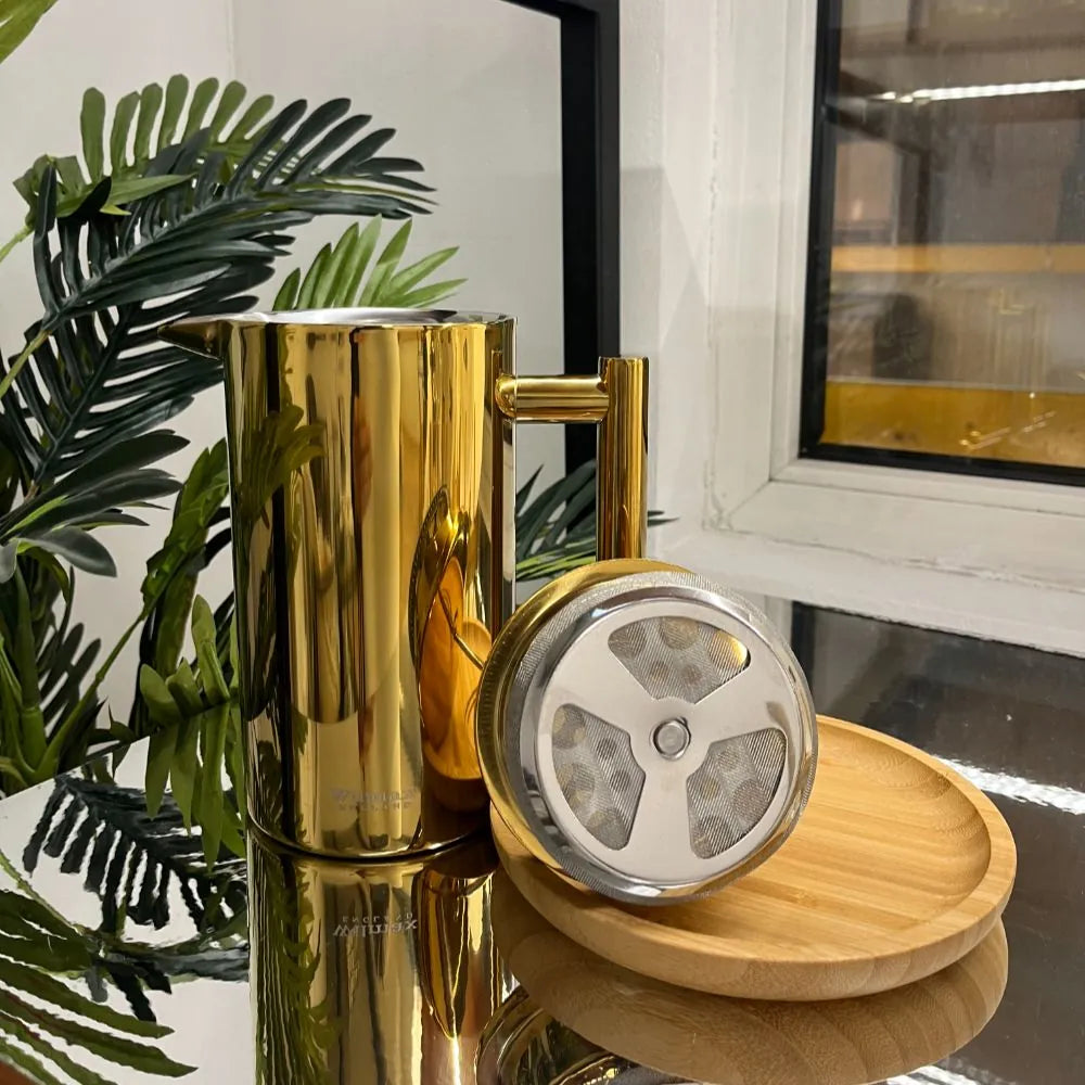 Wilmax Doppelwandige French Press 1000 ml Gold aus Edelstahl