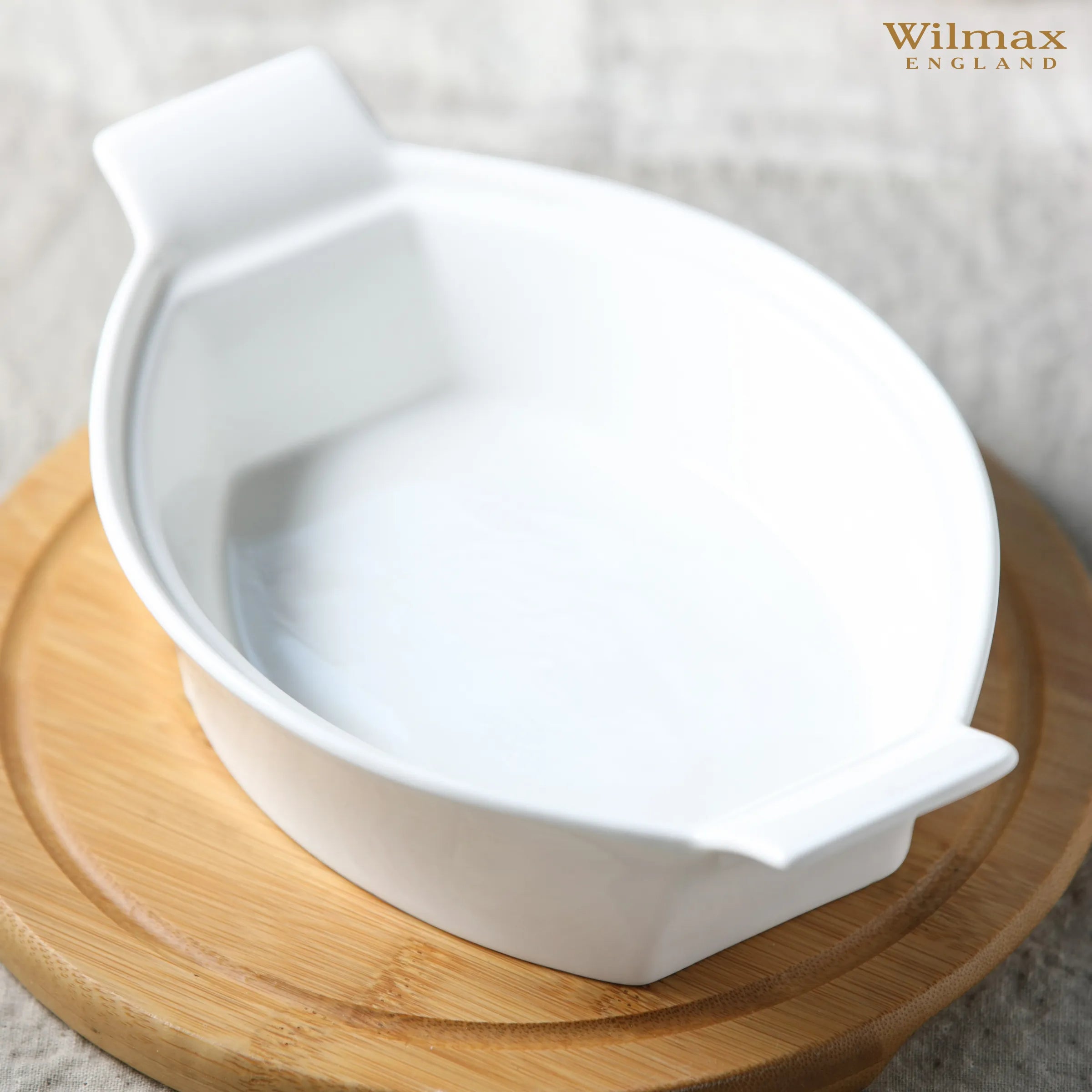 Wilmax Ovale Backform 22 cm Weiß aus Porzellan