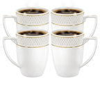 Wilmax Tasse 450 ml 4er-Set Weiß mit goldfarbenem Dekor aus Porzellan