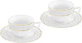 Wilmax Kaffeetasse mit Untertasse 90 ml 2er-Set Weiß mit goldfarbenem Dekor aus Porzellan