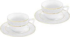 Wilmax Kaffeetasse mit Untertasse 90 ml 2er-Set Weiß mit goldfarbenem Dekor aus Porzellan