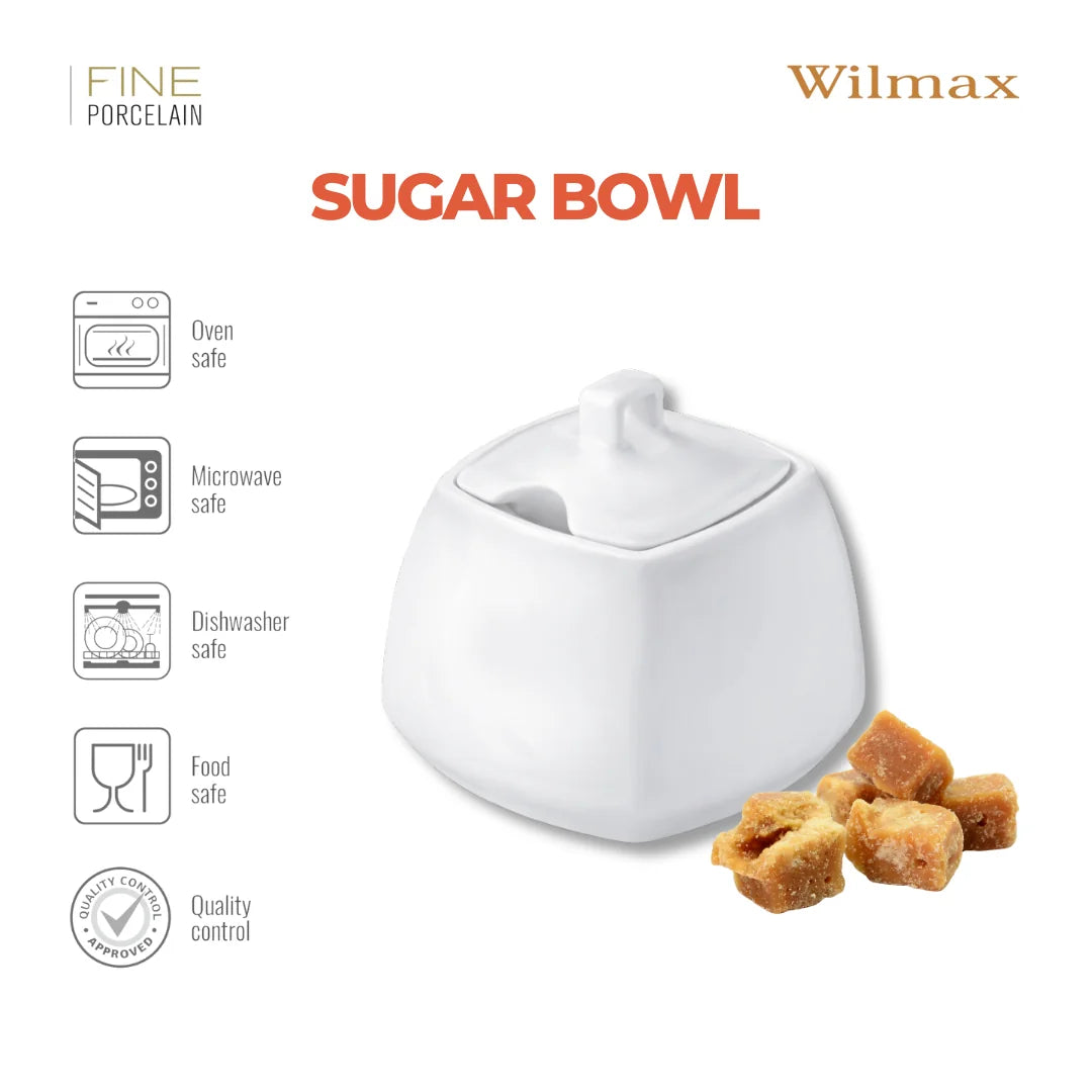 Wilmax Zuckerdose mit Deckel 340 ml Weiß aus Porzellan