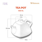 Wilmax Kaffee- und Teekanne mit integriertem Ausgusssieb 1050 ml Weiß aus Porzellan