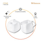 Wilmax Zuckerdose 340 ml und Milchkännchen 300 ml 2-teilig Weiß aus Porzellan
