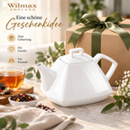 Wilmax Kaffee- und Teekanne mit integriertem Ausgusssieb 1050 ml Weiß aus Porzellan