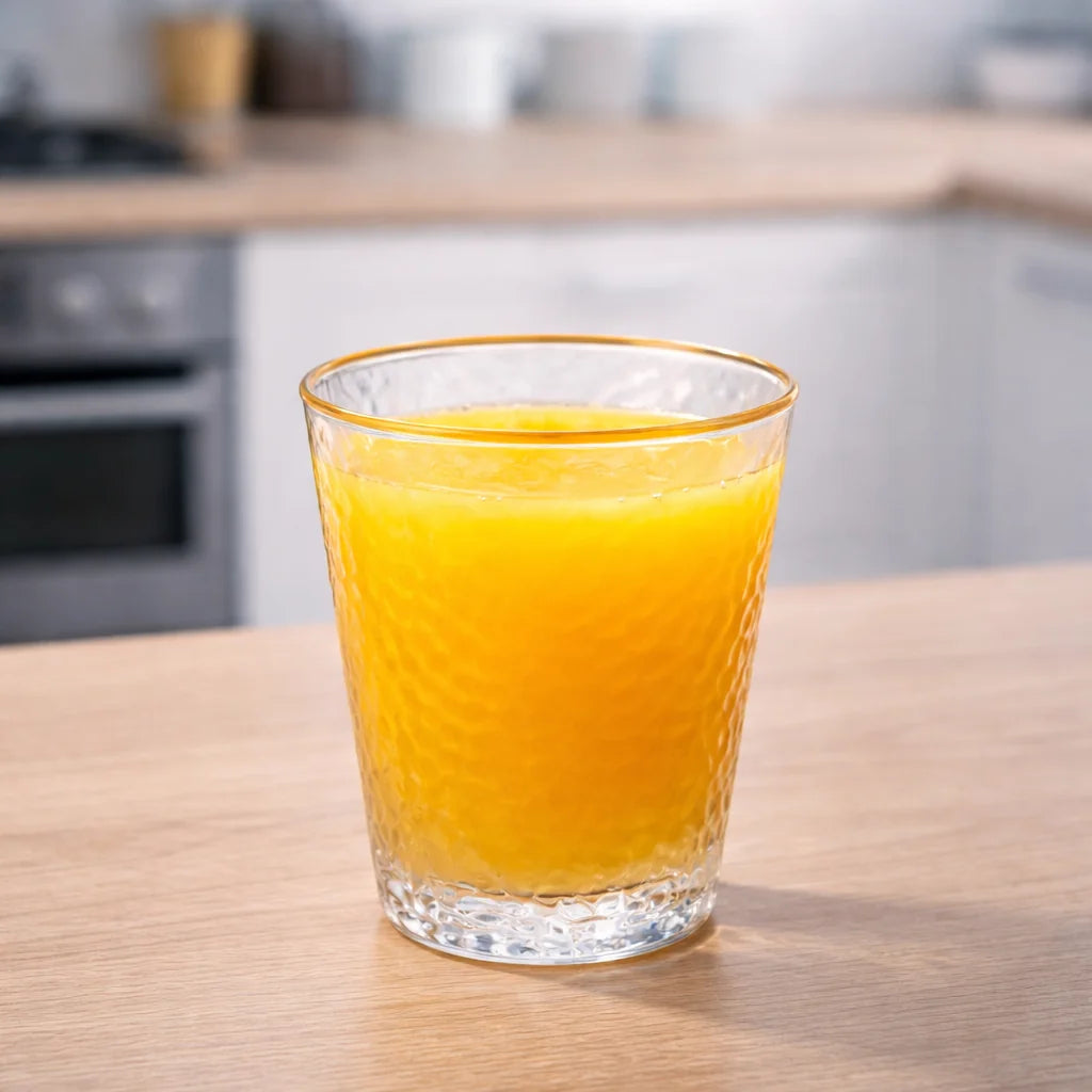 Wilmax Gehämmertes Glas  300 ml Transparent mit Goldrand aus Borosilikatglas