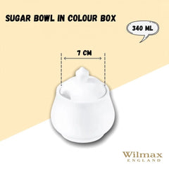 Wilmax Zuckerschüssel – 340 ml – Weißes Porzellan – Klassisches Design – WL-995019/1C