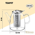 Wilmax Teekanne 1450 ml Thermoglas Edelstahlfilter WL-888809/A