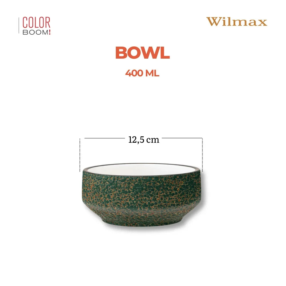 Wilmax Schale 400 ml 12,5 cm 2er-Set Grün aus Porzellan