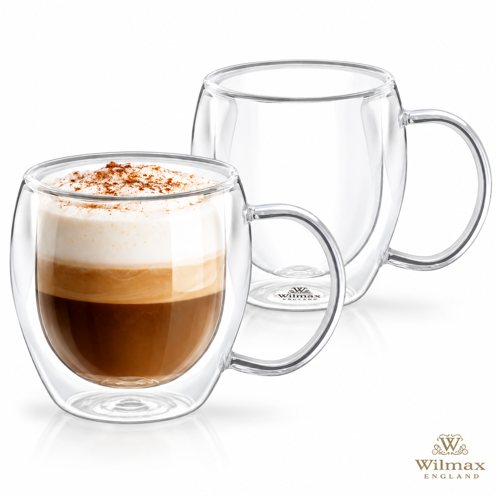 Wilmax Doppelwandiger Glasbecher 250 ml 2er-Set Transparent