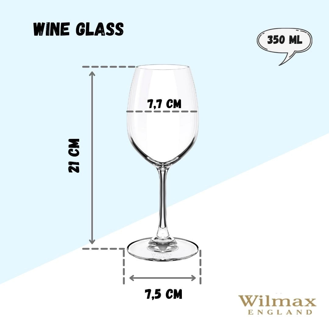 Wilmax Weinglas 350 ml Kristallglas Transparent 6er Set WL-888012/6A