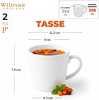 Wilmax Tasse 280 ml 2er-Set Weiß aus Porzellan