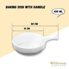 Wilmax Auflaufform mit Griff – 450 ml – Hitzebeständig & Ofenfest – Weiß – WL-997013/A
