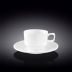 Wilmax Kaffeetasse mit Untertasse 140 ml Weiß aus Porzellan