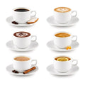 Wilmax Kaffeetassen mit Untertassen 140 ml 6er-Set Weiß aus Porzellan